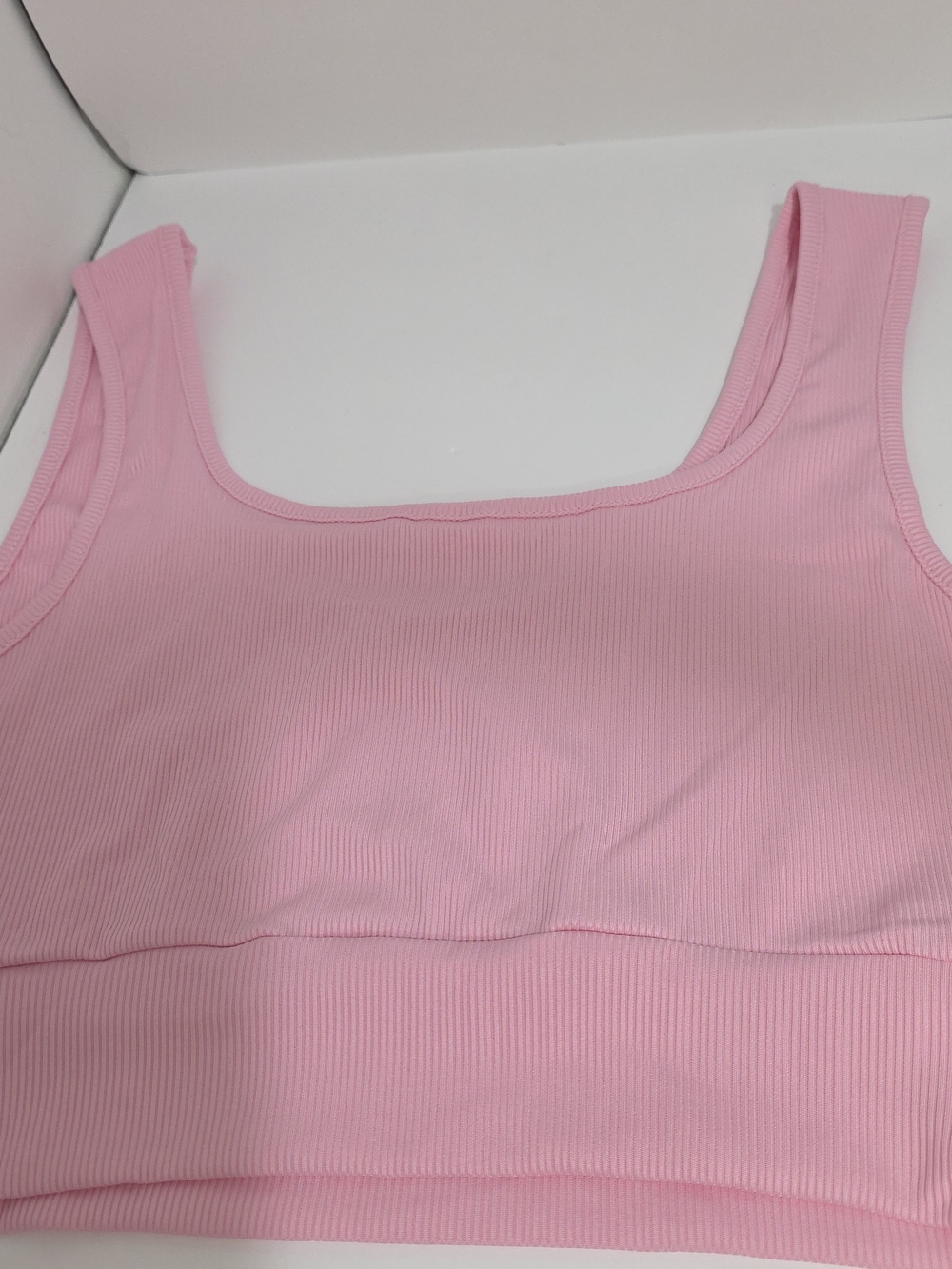 Ribbed Pink Scoop Crop Top